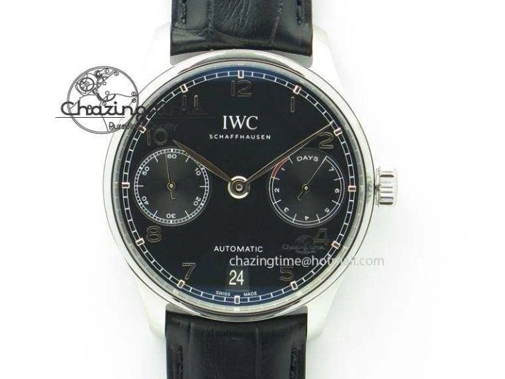 MIROTIME 0715 Portuguese Real PR RG IW5007 ZF 1:1 Best Edition Black Dial On Black Leather Strap A52010 V FreshLook 7304